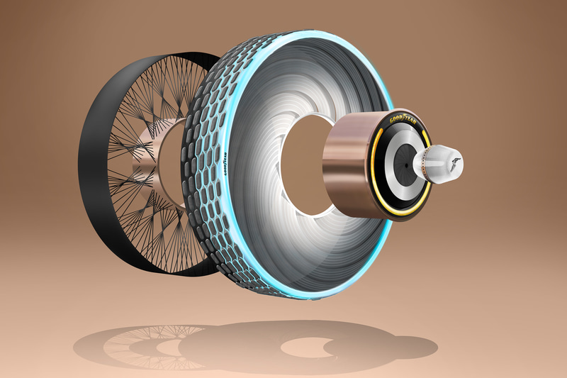 軽量なエアレス・フレームがトレッドを支えるトール・アンド・ナロー形状を採用。薄く頑丈でメンテナンスの必要がない構造となっており、空気圧のメンテナンスやパンクによる時間のロスがなくなるという