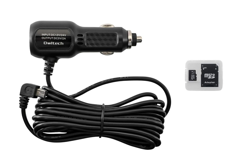 製品にはGPSアンテナを内蔵する取付ブラケットや16GBのmicroSDカード、長さ4mのシガープラグコードなどが付属