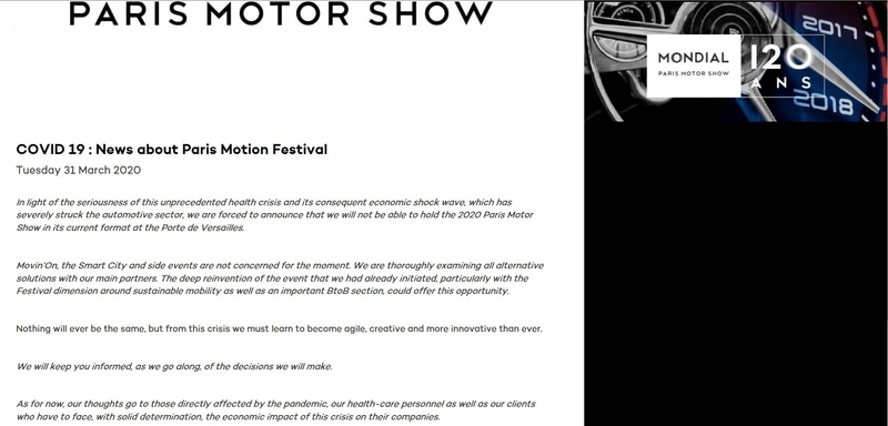 パリモーターショー 2020の公式サイト