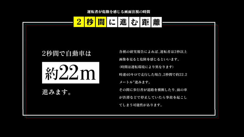 クルマは40Km/hでは2秒で22mも進んでいる