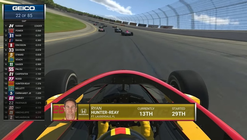 実際のテレビ中継と同じように、ドライバー視点やバックショットも流れる