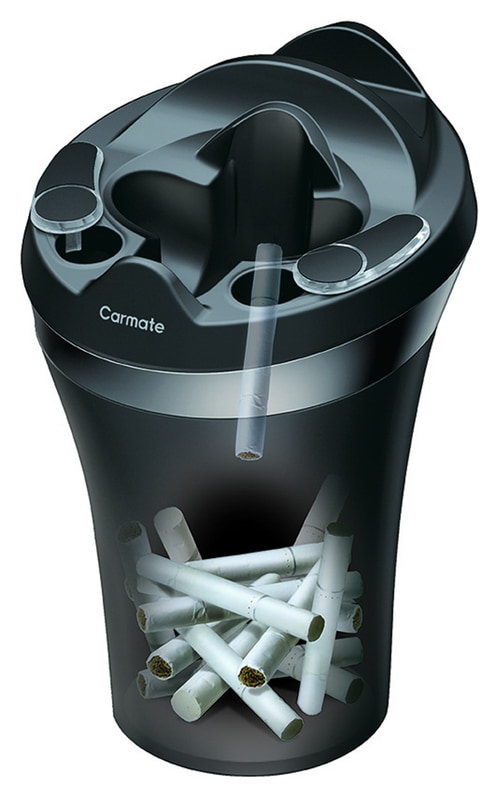 吸い殻は前面左右にある穴から中に落とすだけでOK