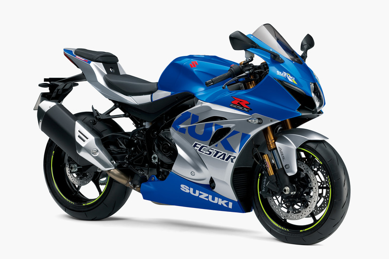 「GSX-R1000R ABS」のスズキ100周年記念カラー「トリトンブルーメタリック/ミスティックシルバーメタリック」