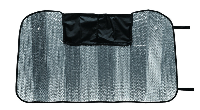 サイズはM/L/XLの3種類をラインアップ。クルマのサイズに合わせて選択可能。表面のアルミ素材には断熱効果の高い2層構造を採用し、裏面は黒色