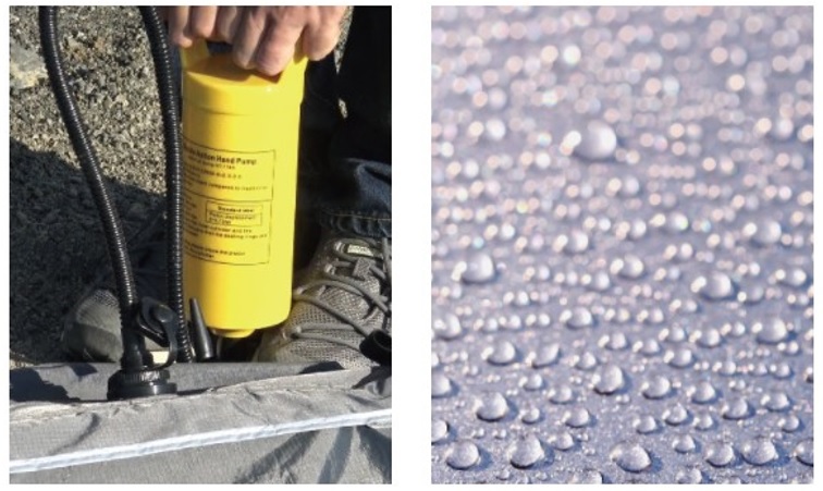 耐水圧は3000mm、はっ水効果も備えるため、突然の雨でも安心