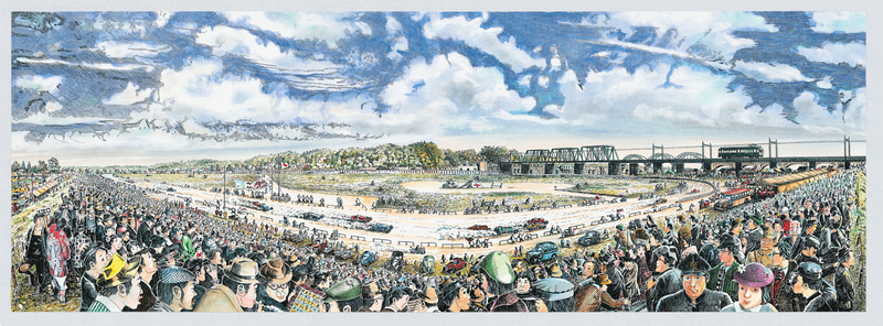 日向野隆三氏作「多摩川スピードウェイ風景画」