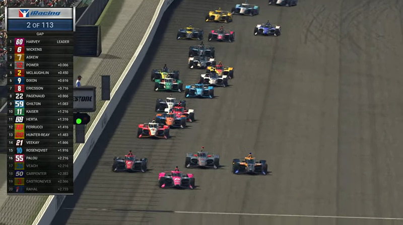 第4戦もてぎのスタート直後の様子、佐藤琢磨選手は後方からの追い上げを図っていた。