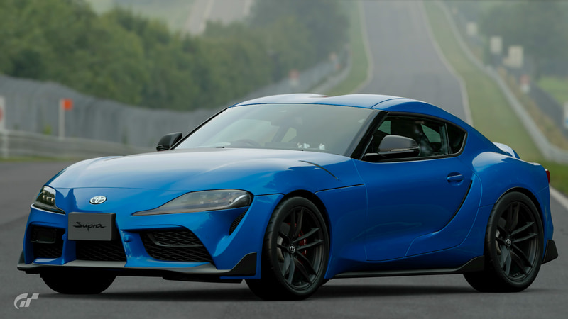 購入画面ではボディカラーは「White Metallic」「Silver Metallic」「Ice Gray Metallic」「Black Metallic」「Prominence Red」「Lightning Yellow」「Deep Blue Metallic」「Matte Storm Gray Metallic」に加えて新色の「Horizon Blue」が用意されていた。写真は新色「Horizon Blue」をチョイスしたGR スープラ RZ 2020