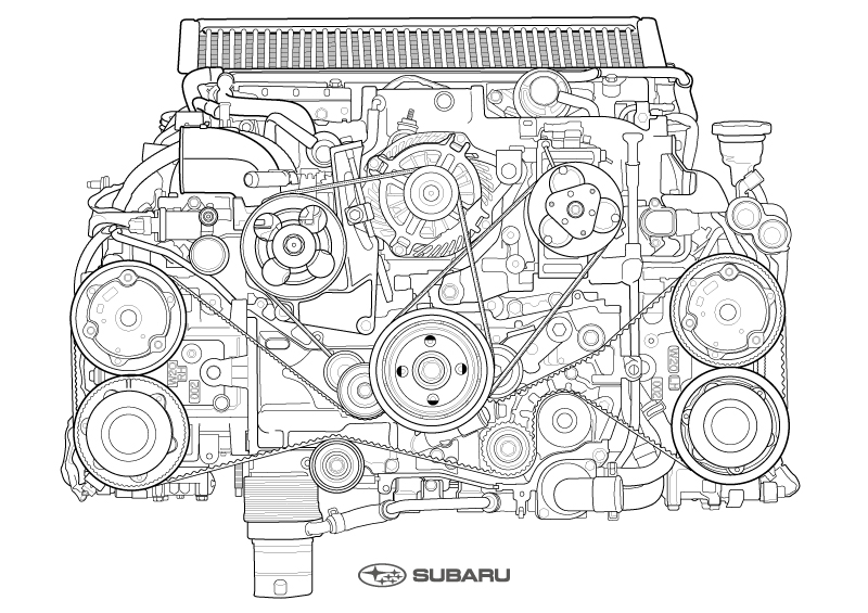 スバルの「EJ20型エンジン 塗り絵」