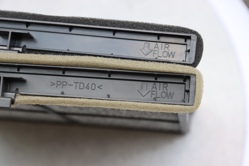 AIR FLOWの向きをそろえて新品フィルターを装着。グローブボックスを戻せば終了です