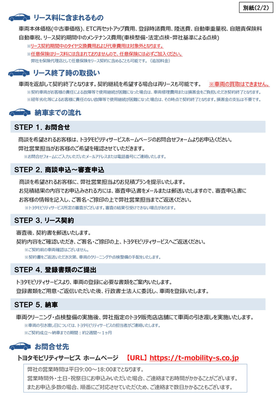トヨタモビリティサービスが公表したサービス内容
