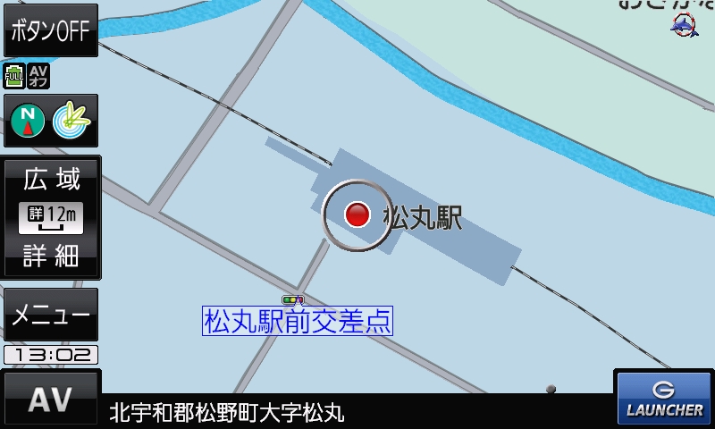 従来モデルのノースアップ表示。縮尺スケールは12m