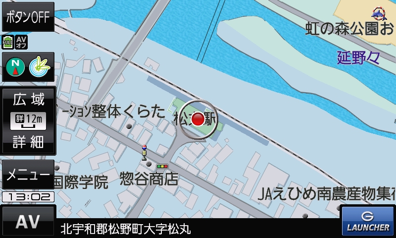 2020年モデルのノースアップ表示。縮尺スケールは12m