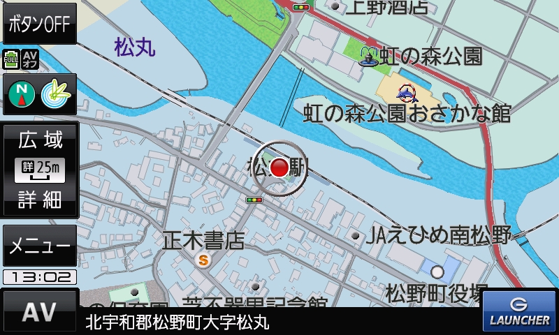 2020年モデルのノースアップ表示。縮尺スケール25m