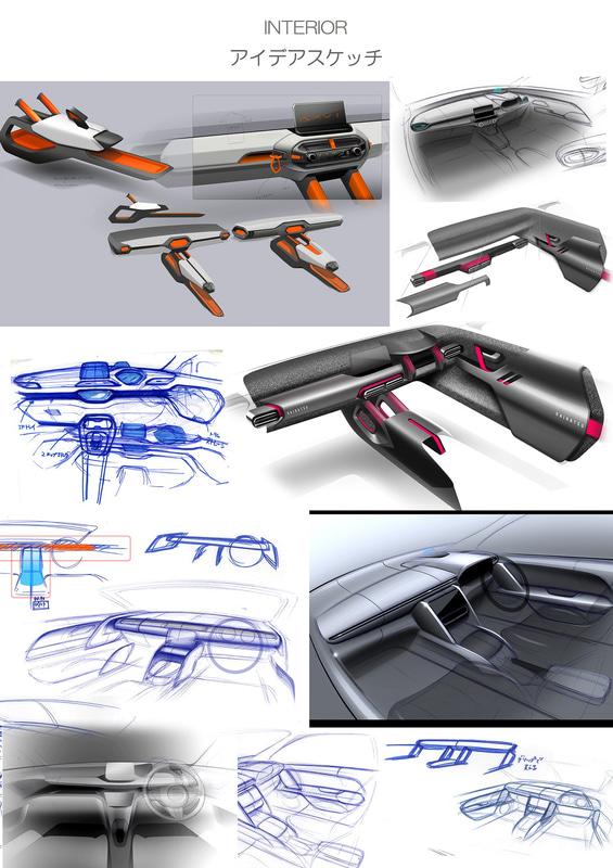 アイデアスケッチにはたくさんのイラストが描かれる