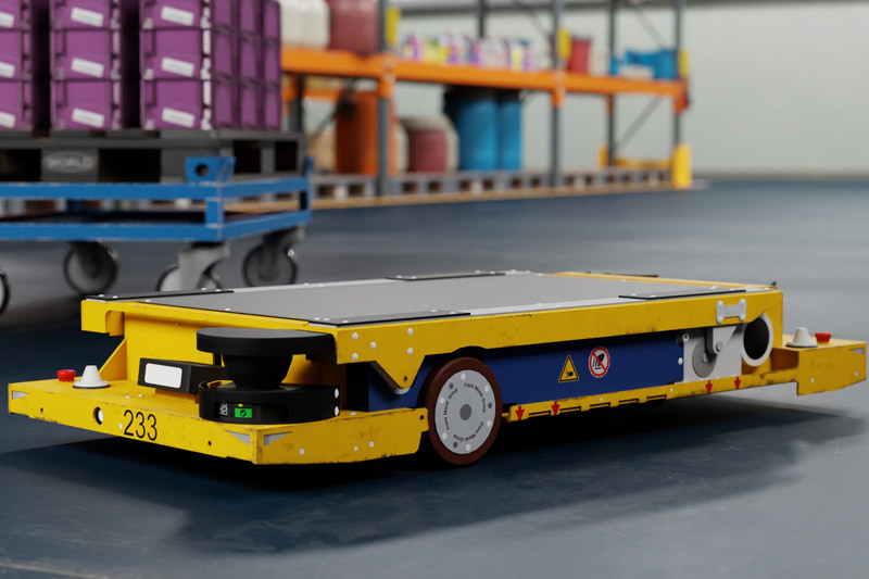 多くの自動車工場ではAGV（Automated Guided Vehicle、無人搬送車）と呼ばれる台車で部品を適切な場所に運んでいる。BMWはNVIDIAのAIロボットプラットフォーム「Isaac」で動作させていく