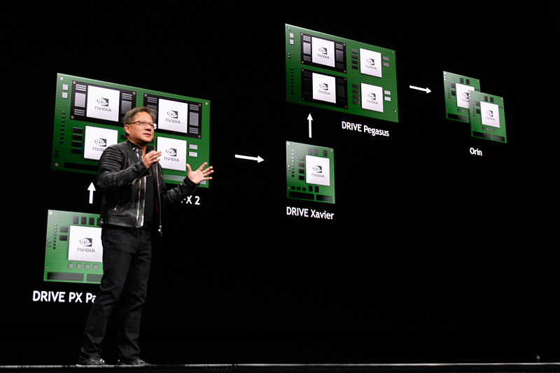 2018年のGTCでOrinを予告するNVIDIAのジェンスン・フアン CEO