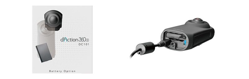 レンズカバーもセットになったバッテリーオプション（DC101）。従来は本体を使ってバッテリーを充電する必要があった