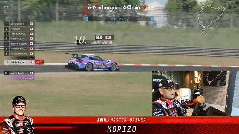 かなり真剣な表情で走るモリゾウ選手