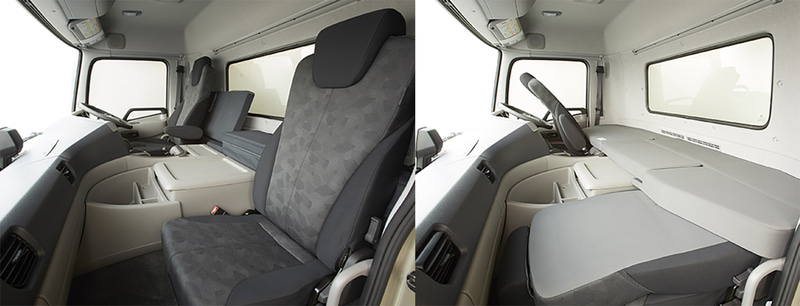 大型トラック「クオン」の“ショートキャブ”車のインテリア
