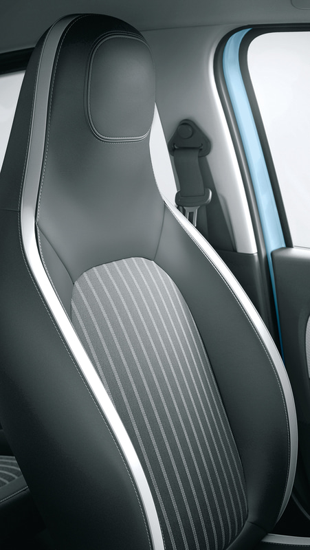 レザー調×ファブリックコンビシート