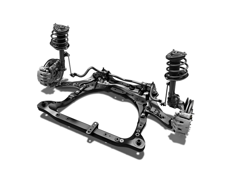 フロント：マクファーソンストラット式サスペンション