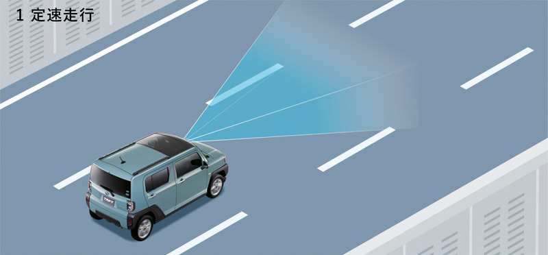 全車速追従機能付きACC（アクティブクルーズコントロール）では、追従走行中に先行車とともに停止した際の停止保持を能を追加。先行車が発進した状態で、ステアリングの「＋RES」スイッチを押すかアクセルを踏むと、追従走行を再開する