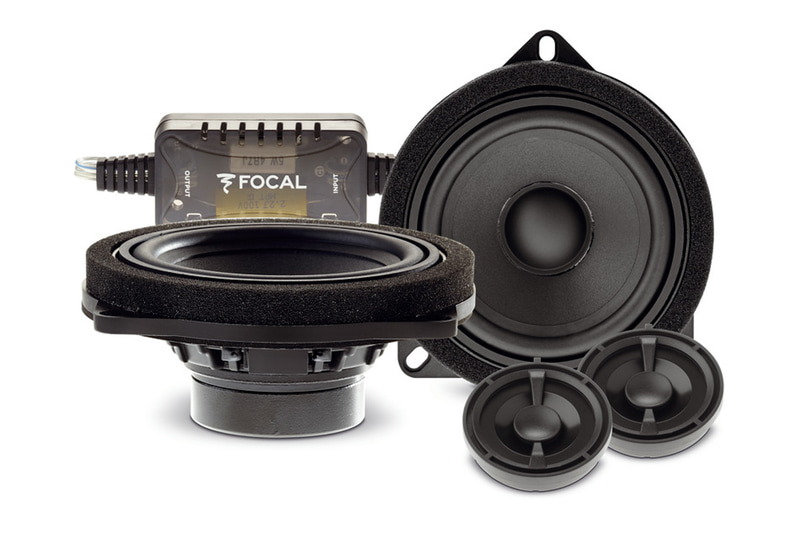 100mm2ウェイ・セパレートキット/IS BMW 100L（価格5万5000円：税別/セット）ウーファー：100mm口径、ポリグラスコーン、トゥイーター：アルミニウム/マグネシウム採用インバーテッドドーム、再生周波数帯域：80Hz〜23kHz、定格入力/最大入力：40W/80W、インピーダンス：4Ω、出力音圧レベル：89.5dB（2.83V/1m）