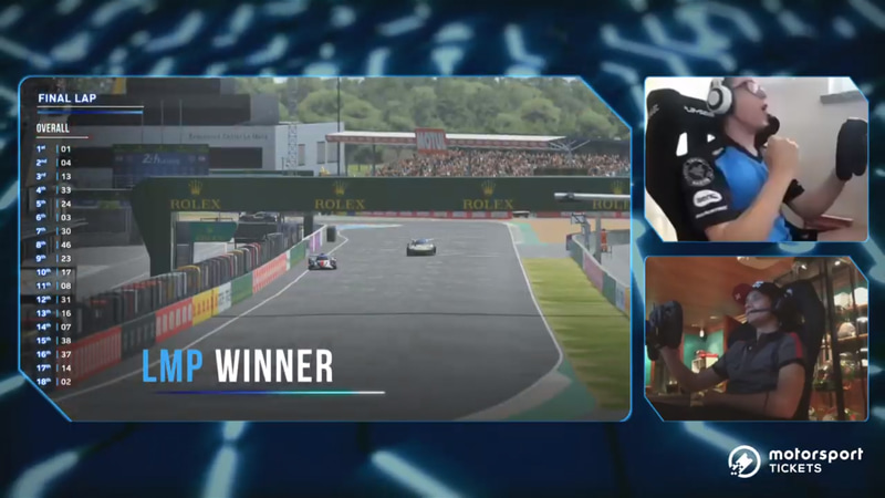 1号車がそのままゴール、ドライバーのブレジンスキー選手ガッツポーズ（出典：WECの公式YouTube）