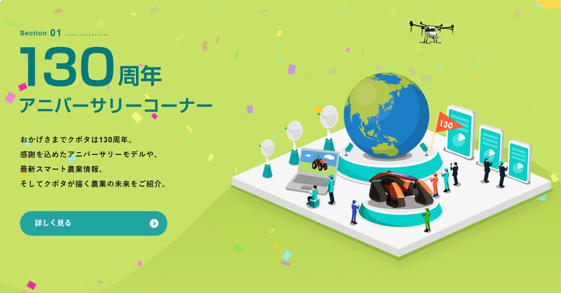 130周年を記念したアニバーサリーコーナー