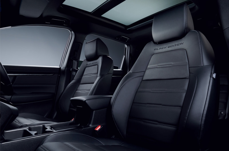 BLACK EDITIONロゴ入り本革シートやブラックルーフライニングを採用
