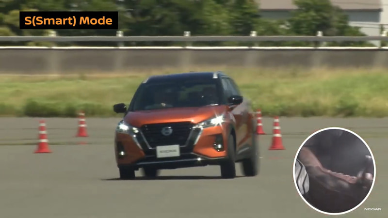 やや速度の高いスラロームをテスト