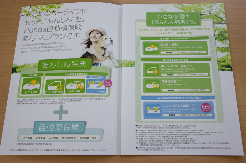 「Honda自動車保険あんしんプラン」の特別補償はフロントガラス損害のほか、キーシリンダー損害（上限3万円）、ボディへの落書き損害（上限3万円）についても自己負担金1000円で対応できる。ただ、利用できるのは契約期間中にいずれか1回のみなので、使いどころが重要になる