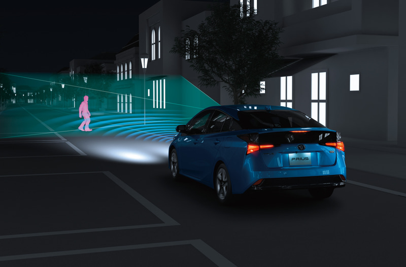 プリクラッシュセーフティ作動イメージ（歩行者［夜］）