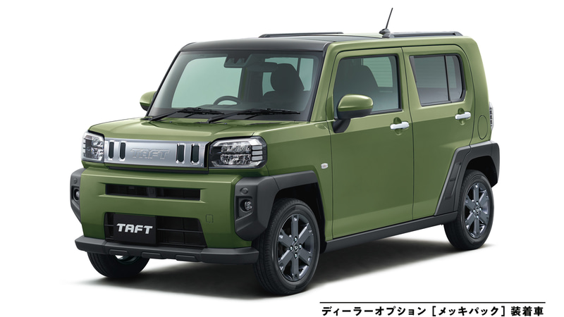 タフト Gターボ（フォレストカーキメタリック）ディーラーオプション「メッキパック」装着車