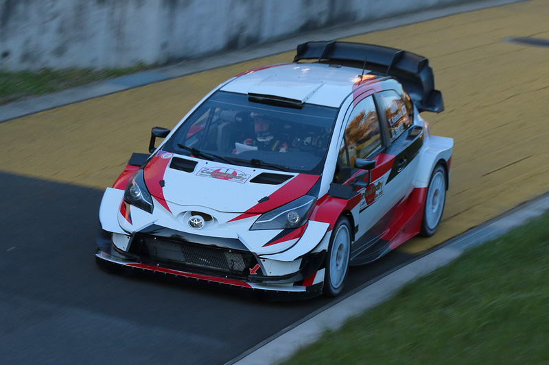 1号車 ヤリスWRC（Takamoto Katsuta/Daniel Barritt：Toyota GAZOO Racing WRT）。写真はセントラルラリー愛知・岐阜2019での走行シーン