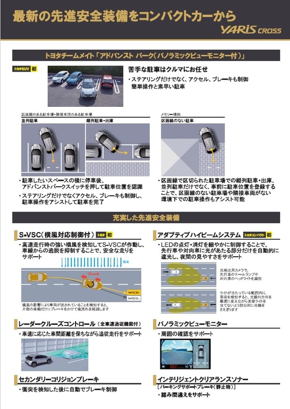 高度駐車支援システム「アドバンスト パーク」や「横風対応制御付きS-VSC」などについて