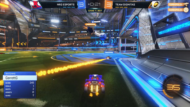 ロケットリーグの対戦画面