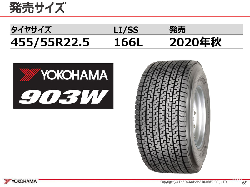 発売サイズは455/55R22.5 166Lで発売は秋を予定