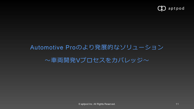 富田氏のスライド（出典：日本テラデータとアプトポッド、自動車分野のDX化対応に向けた協業について、株式会社アプトポッド/日本テラデータ株式会社）