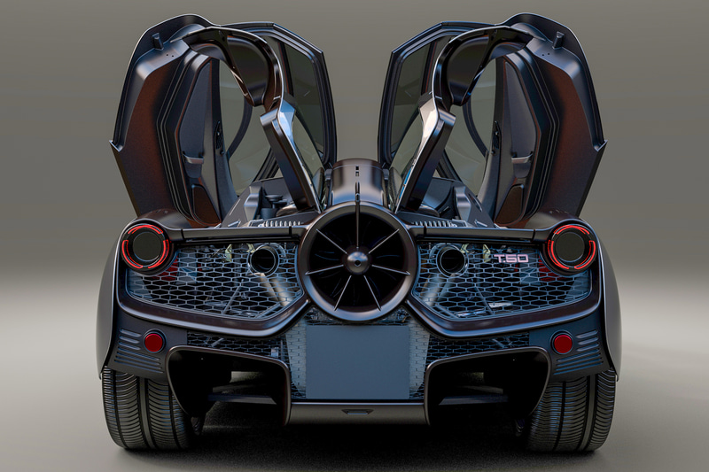 リアの2つのガルウイングを跳ね上げた下にエンジンが収まる