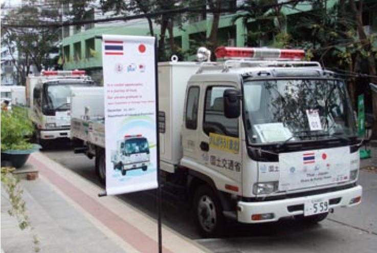 タイ国工業省が主催したJICAの活動終了式で展示された排水ポンプ車