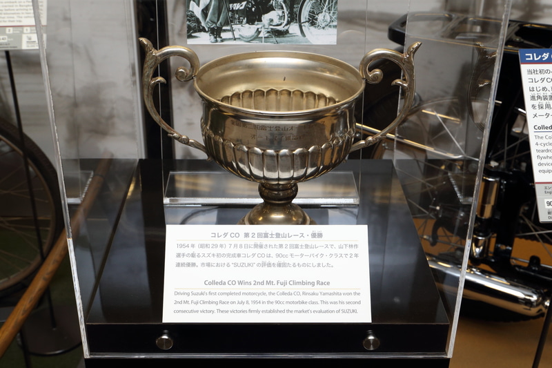 第2回富士登山レース（1954年）で優勝し、スズキの評価を高めたコレダCOは国産量産車ではじめて「スピードメーター」が装備されたモデルです