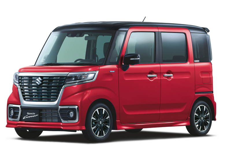 スペーシア カスタム HYBRID XSHYBRID XSターボのフェニックスレッドパール ブラック2トーンルーフ