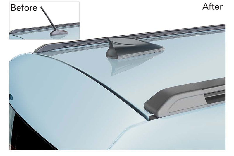 取り付けは純正のアンテナを外してかぶせて両面テープで貼るだけの簡単装着