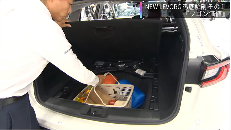 買い物かごをそのままサブトランクに収納できるデモを実施