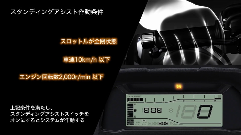 スロットル全閉、車速10㎞/h以下、エンジン回転2000rpm以下といった条件がある