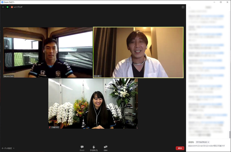 佐藤琢磨選手、オートスポーツ 田中編集長、川崎かおりさん
