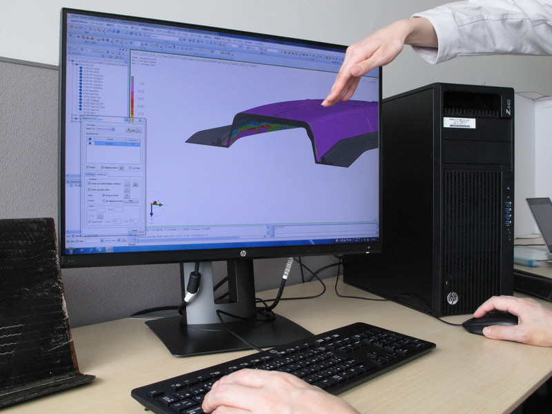 可視化した樹脂の流れから、炭素繊維への樹脂の含浸度合いを高精度にシミュレーションする技術を開発