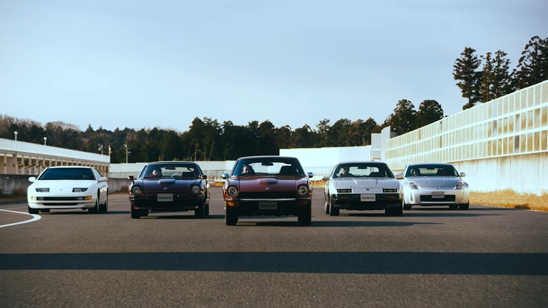 映像には歴代フェアレディZが登場